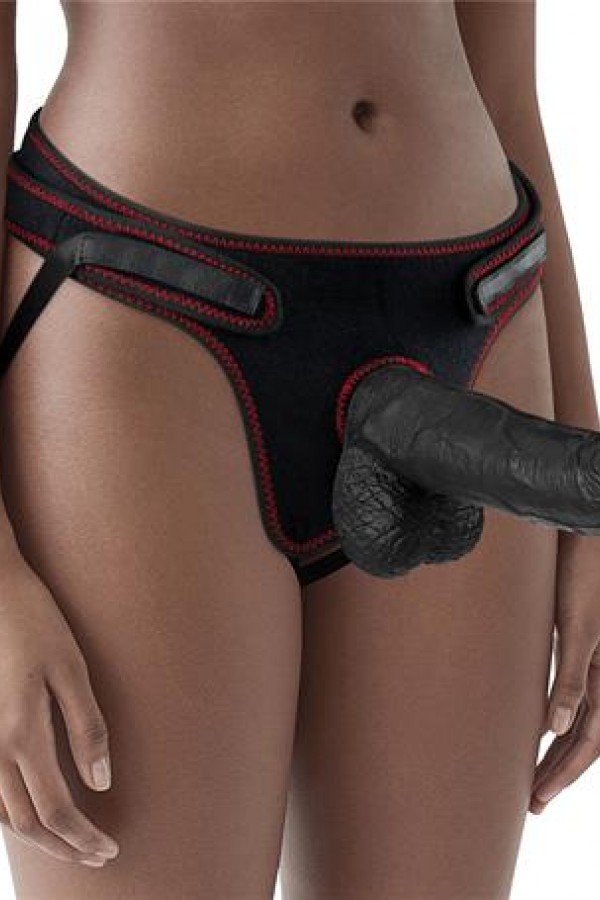 21,5 cm Belden Bağlamalı İçi Dolu Zenci Strapon Dildo