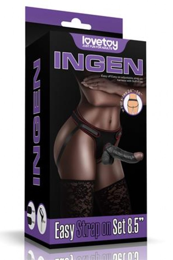 21,5 cm Belden Bağlamalı İçi Dolu Zenci Strapon Dildo