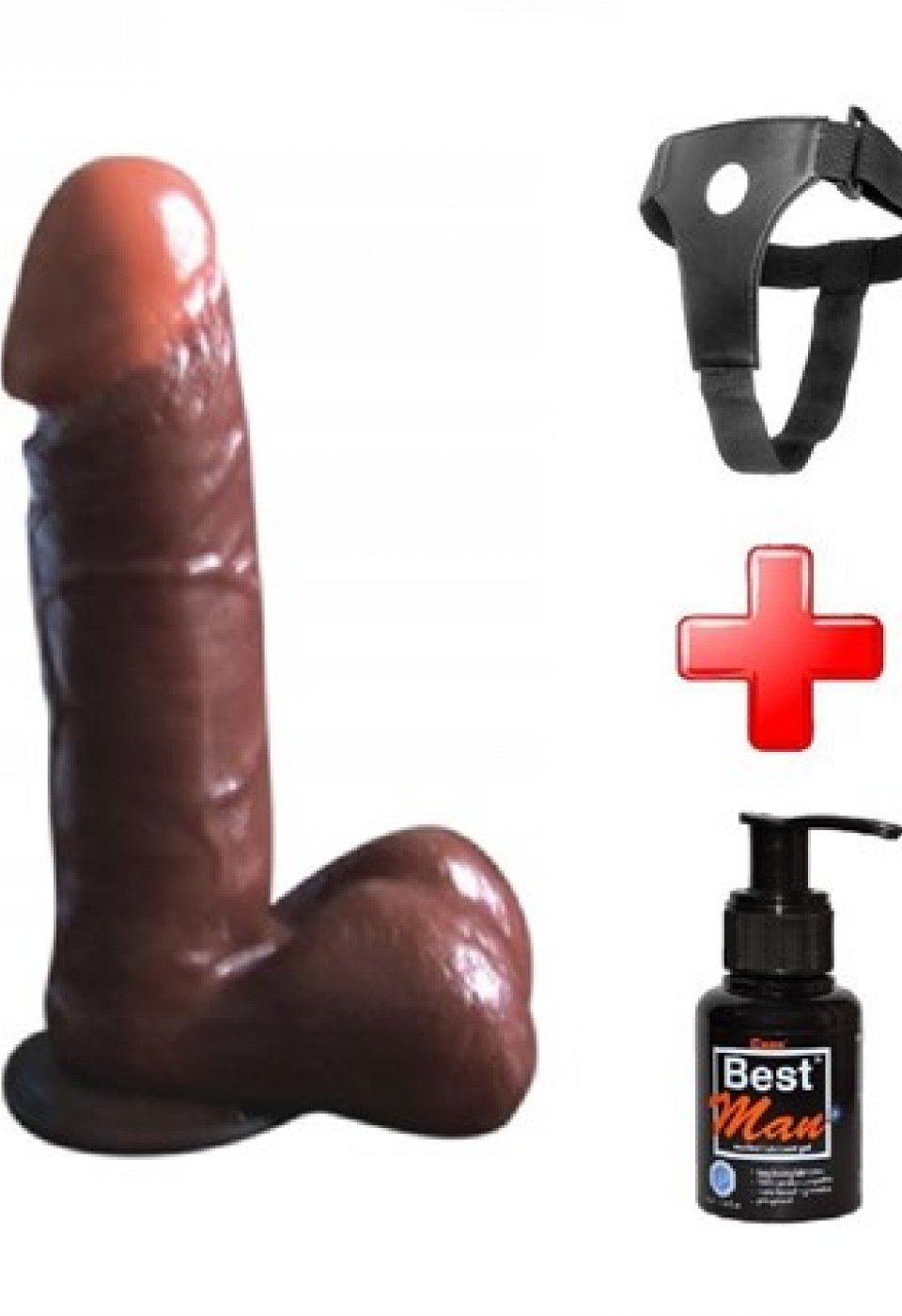 19 cm Belden Bağlamalı Melez Realistik Penis + Kemer + Kayganlaştırıcı Hediyeli