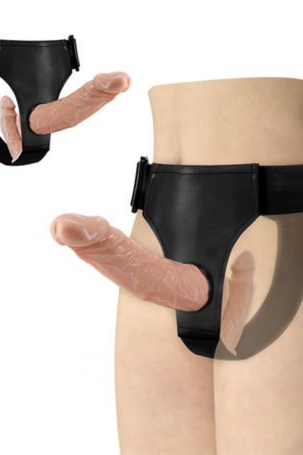 Belden Bağlamalı Çift Taraflı İçi Dolu Strapon Penis