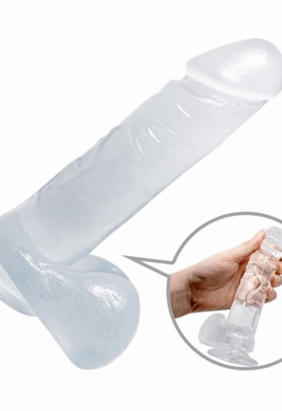 19 cm Şeffaf Realistik Damarlı Vantuzlu Dildo Penis