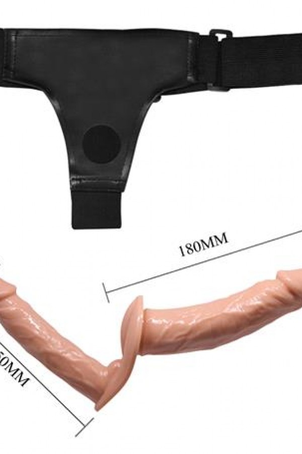 Belden Bağlamalı Çift Taraflı İçi Dolu Strapon Penis