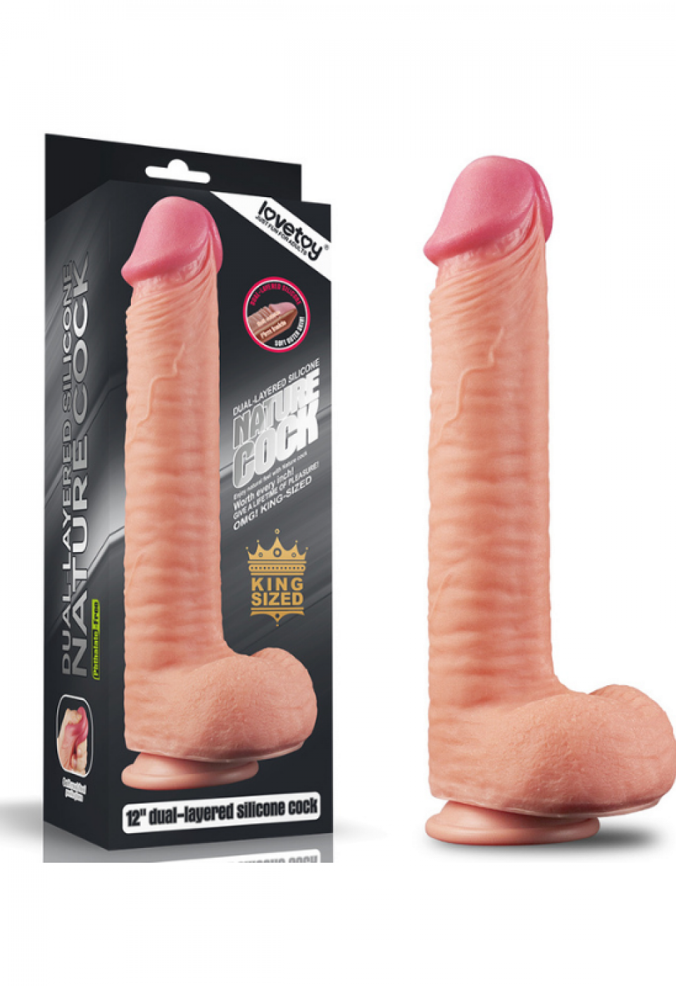 12 İnç Dual Layered Platinum Silicone Cock Dildo
