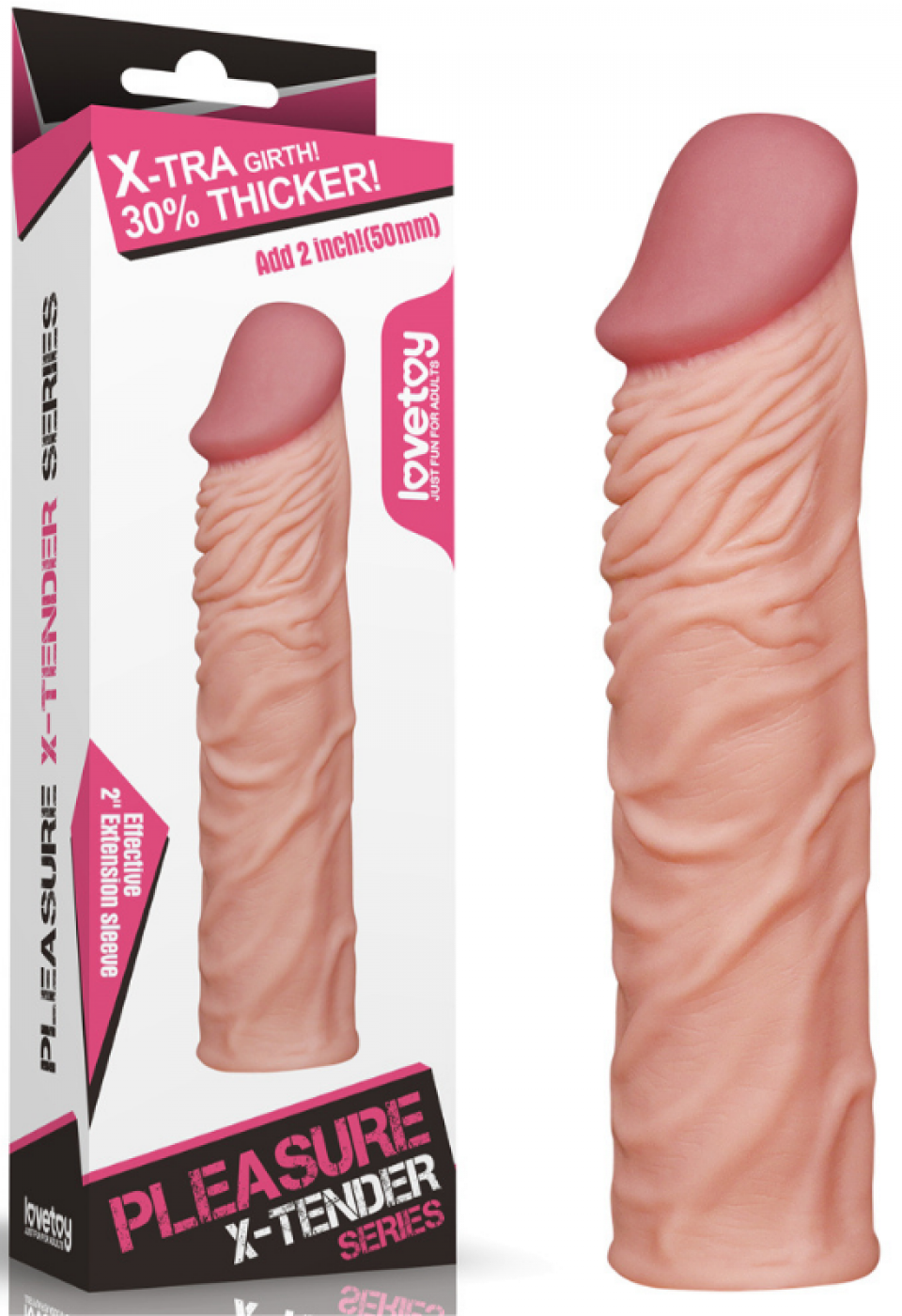 Add 2" Pleasure X Tender Penis Sleeve Flesh