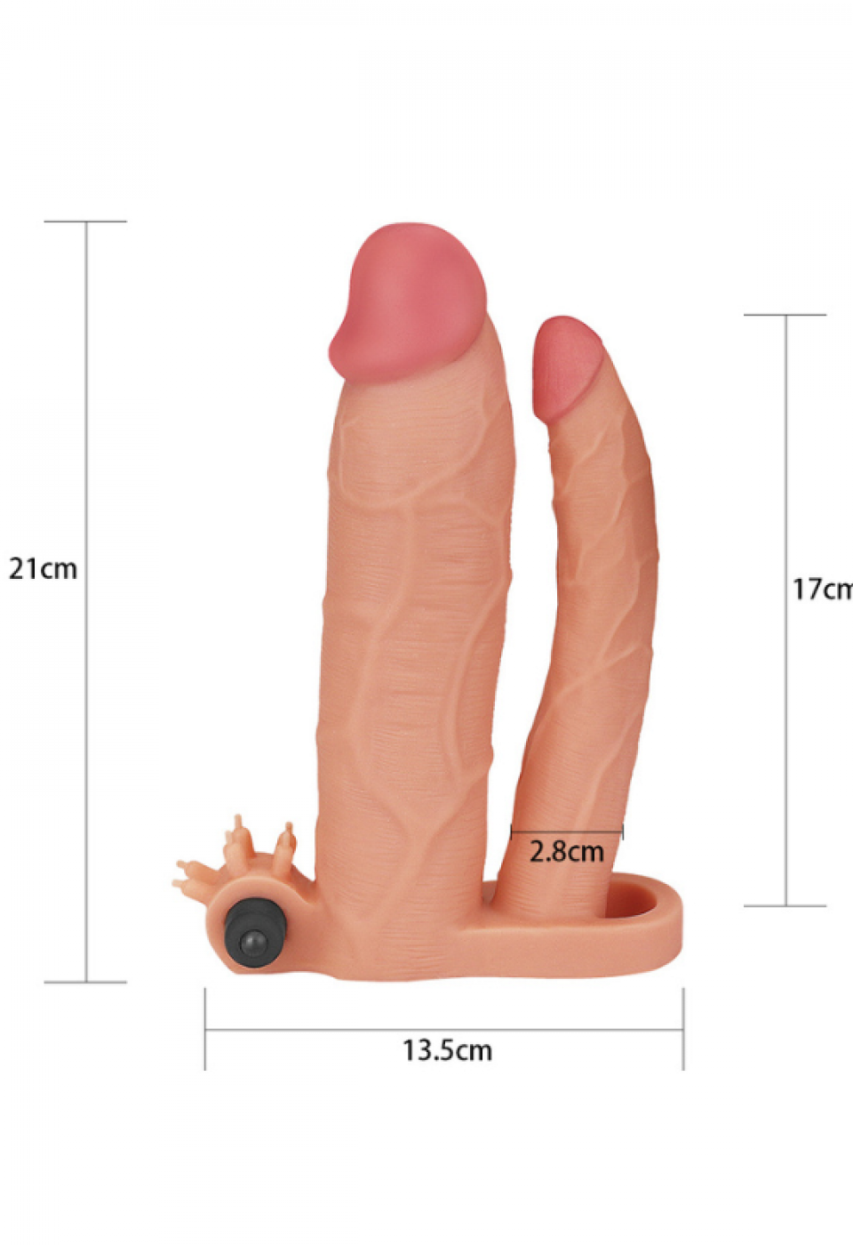 Add 3 İnç Pleasure X Tender Vibrating Double Penis Sleeve Penis Kılıfı
